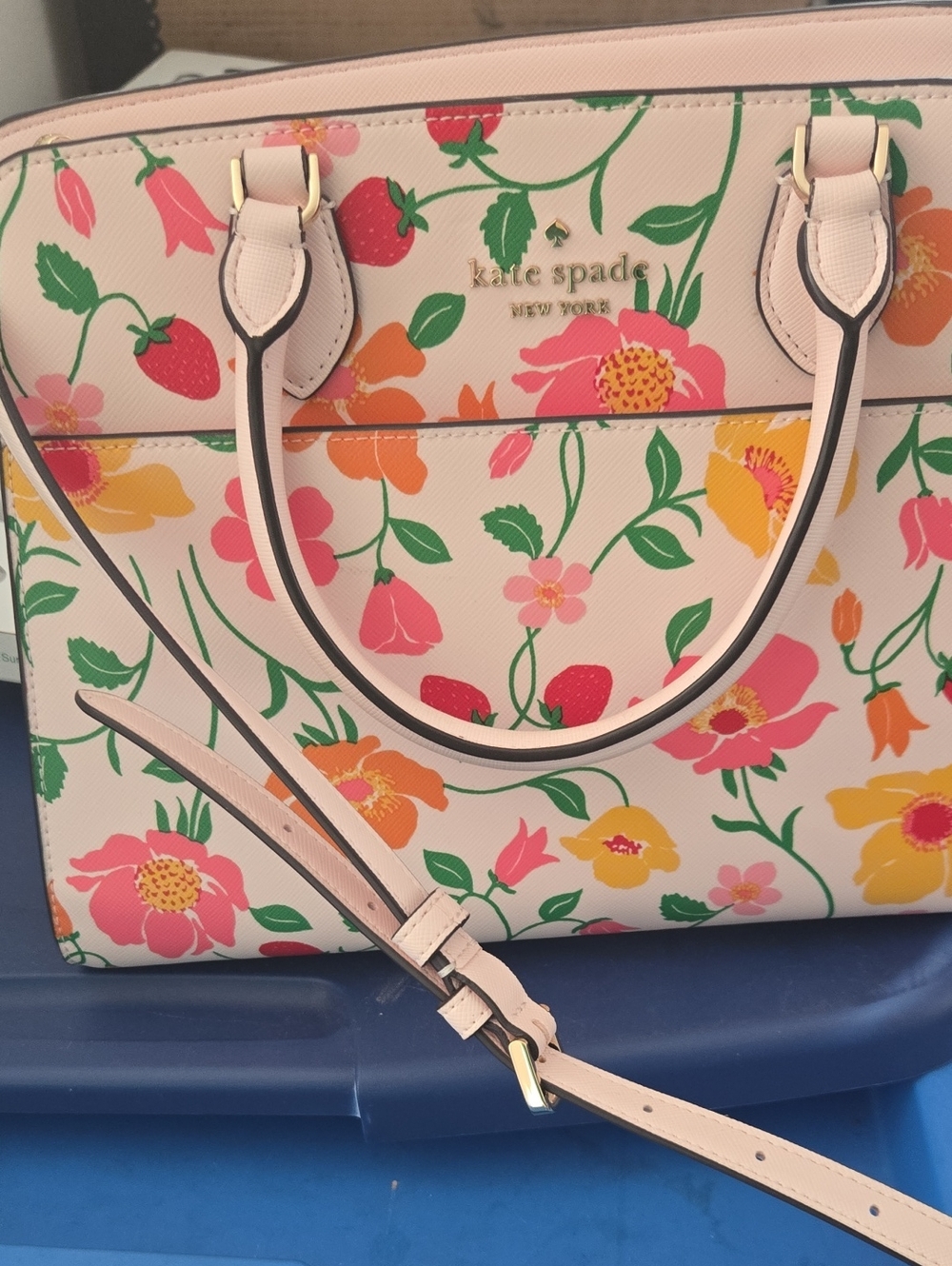 kate spade Floral Print Satchel in Pink, Yellow, Orange & Green
